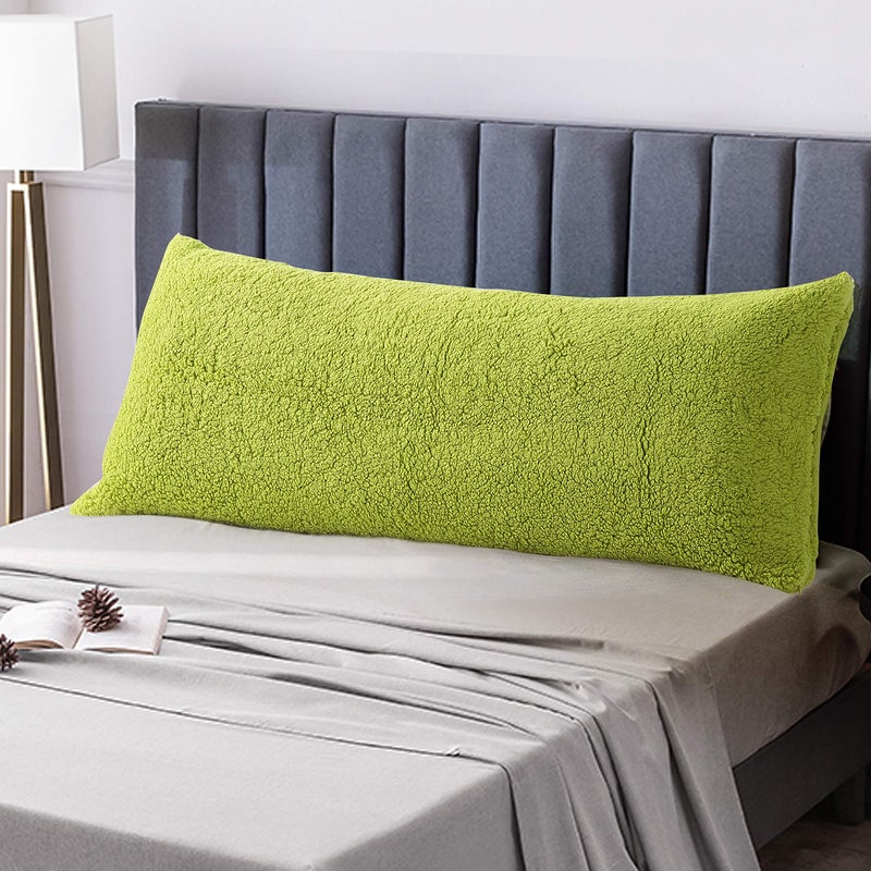 Reafort Ultra Soft Sherpa Body Pillow Cover/Case with Zipper Closure 21"x54" (21"x54" Body Pillow Cover, Lime) - Image 2